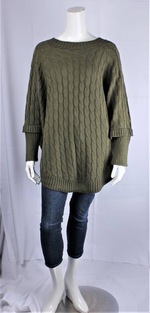 ALICE & LILY textured cable knit  jumper olive SC/4897OLI